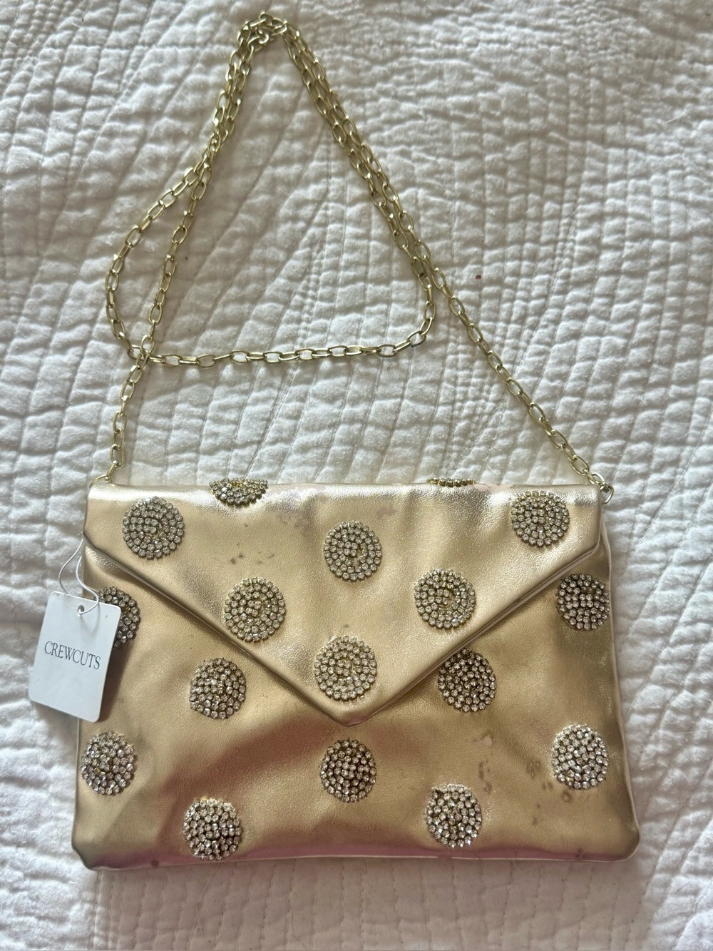 Crewcuts Gold Polka Dot Embellished Envelope Shoulder Bag